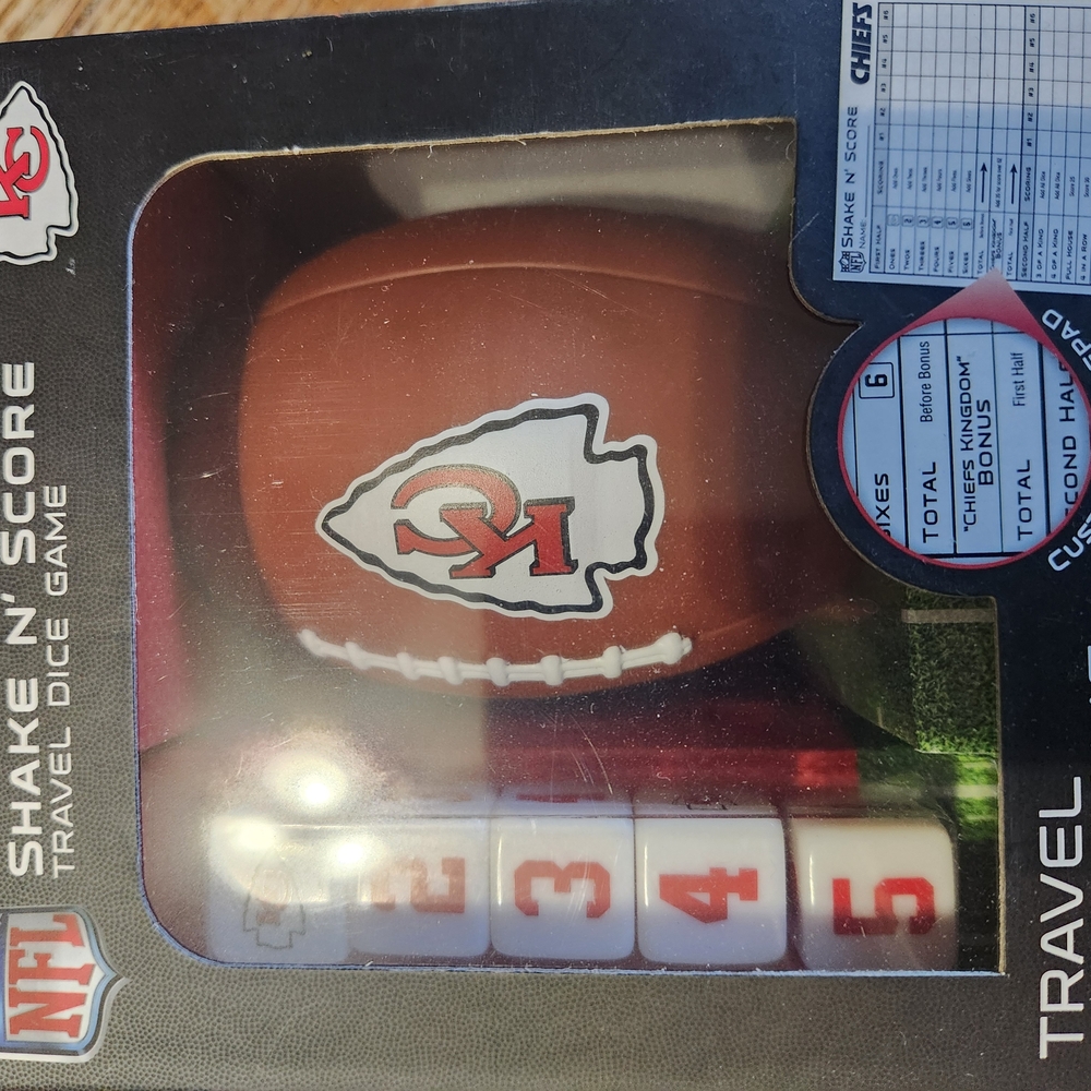 NFL Chiefs Brown Board Game Set with Football and Custom Dice